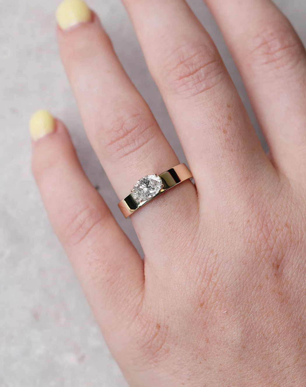 1ct Horizontal Oval Diamond Ring | One Of A Kind - Image 3