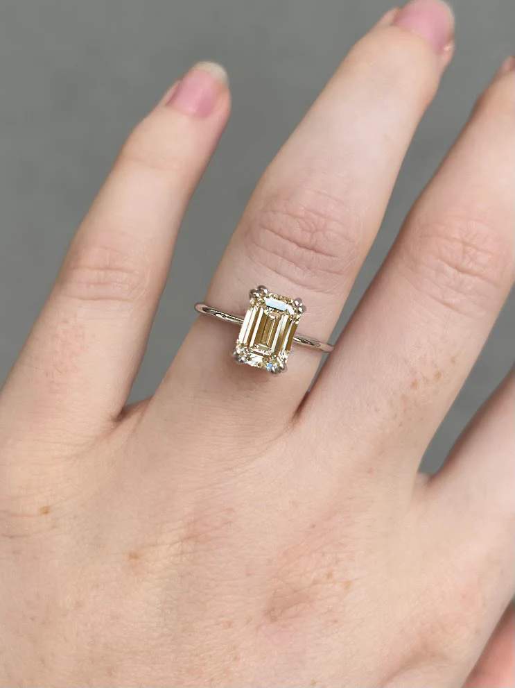 Emerald Solitaire | champagne diamond - Image 3