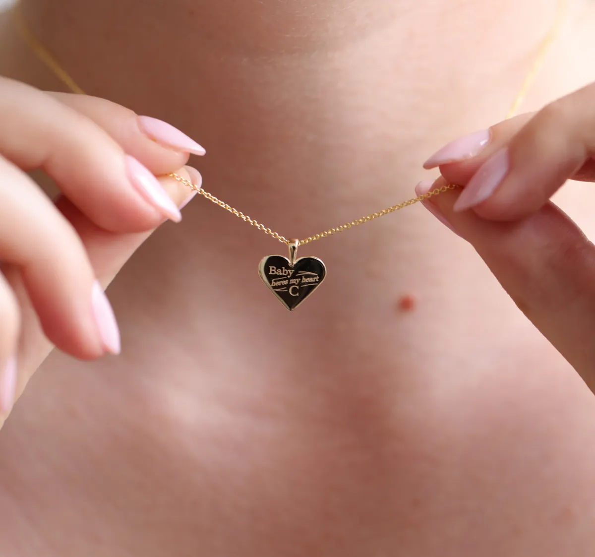 Baby Here's My Heart Necklace | Engraved Initial - Image 3