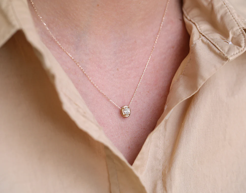 Oval Slider Necklace | Large Diamond - Image 3