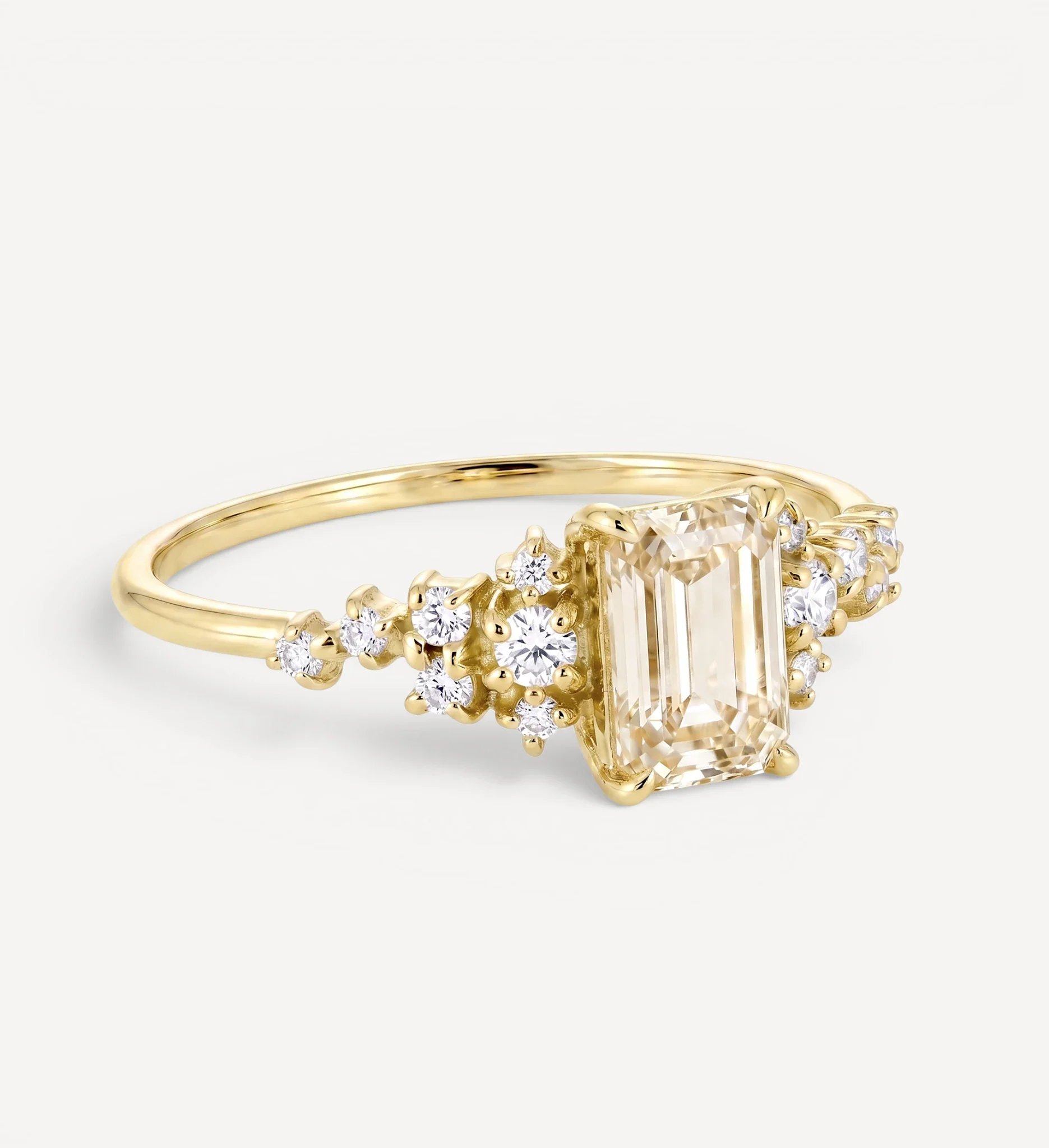Selene ring | emerald champagne diamond - Image 3